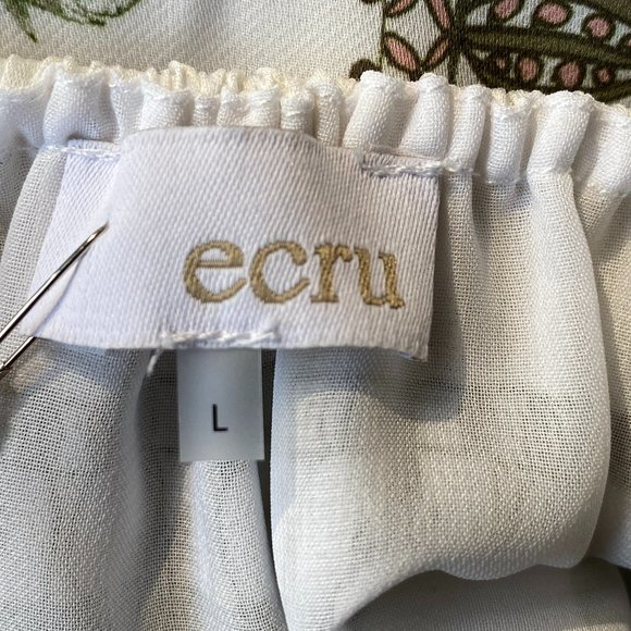 NWT Ecru Bellucci Tropical Postcard Bar Detail Animal Print Indie Ruffle Top-L - Picture 13 of 16